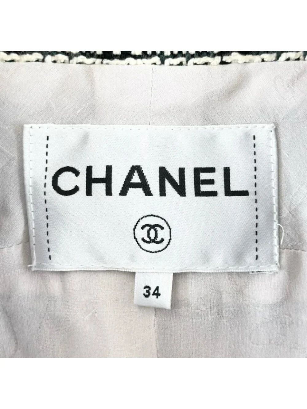 Chanel Border AW Collarless Jacket Cotton Multicolor 34